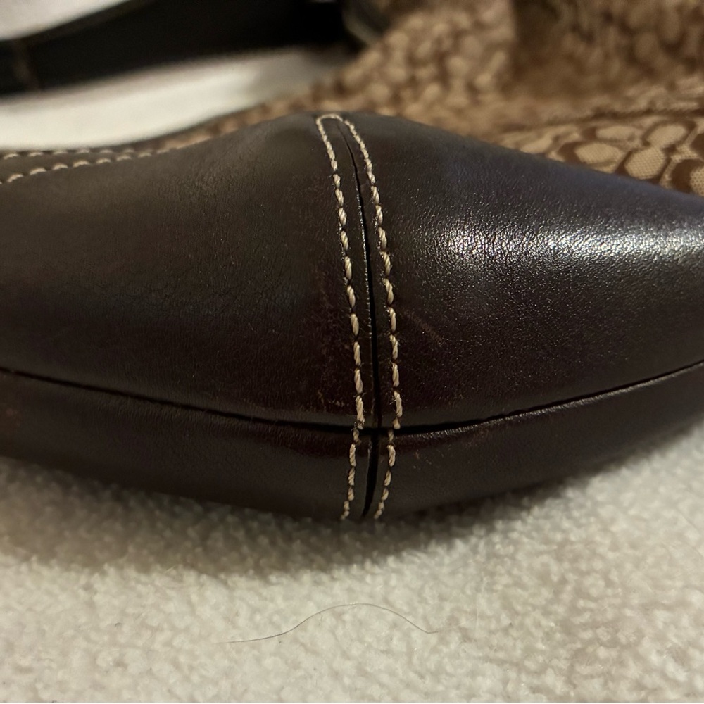 Vintage COACH Soho Brown Leather Khaki Y2K Mini Signature C Hobo #6351 EUC - Picture 5 of 13
